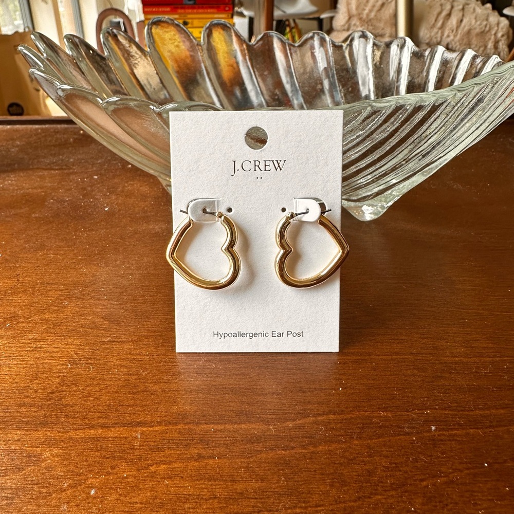 J. Crew Gold-Tone Heart Hoop Earrings